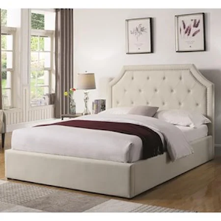 Queen Upholstered Bed with Hydraulic Lift Storage