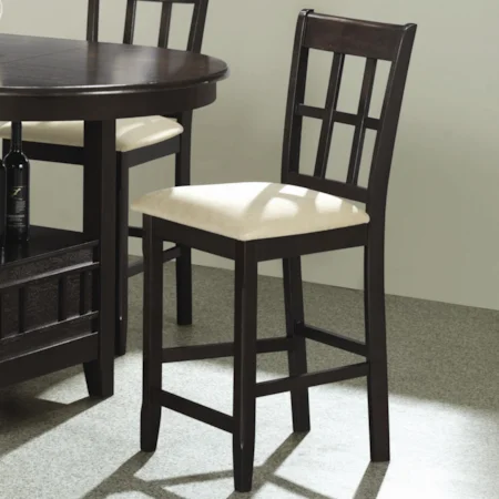 Grid Back Bar Stool with Upholstered Seat