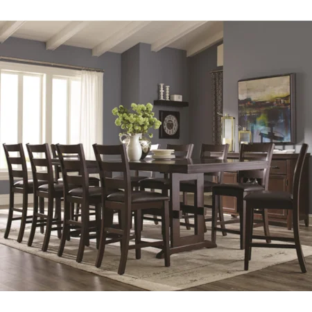 11 Piece Counter Height Table and Ladder Back Chair Set