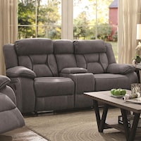 Casual Pillow-Padded Reclining Loveseat with Cupholder Storage Console
