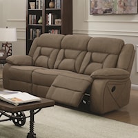 Casual Pillow-Padded Reclining Sofa with Contrast Stitching