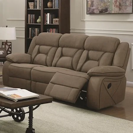 Casual Pillow-Padded Reclining Sofa with Contrast Stitching