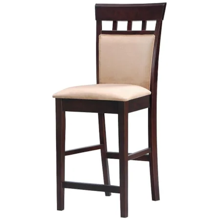 24" Upholstered Panel Back Bar Stool with Fabric Seat