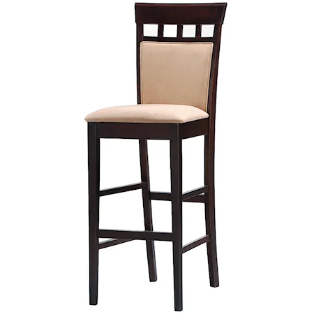 30" Upholstered Panel Back Bar Stool with Fabric Seat