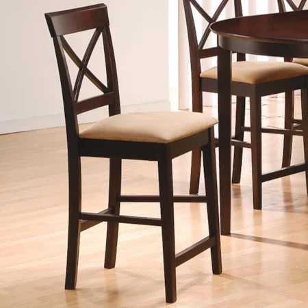 24" Cross Back Bar Stool with Fabric Seat