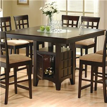 Counter Height Dining Table with Storage Pedestal Base