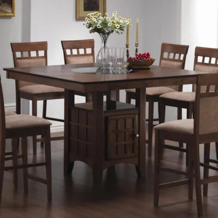 Counter Height Dining Table with Storage Pedestal Base
