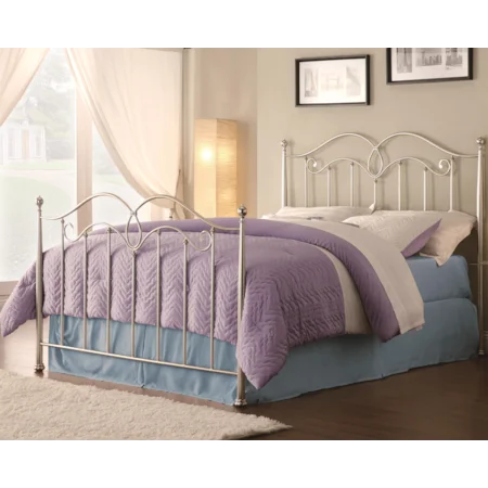 Queen Satin Nickel Metal Finished Bed