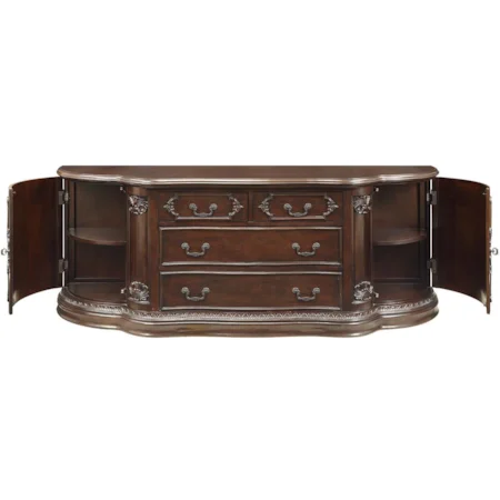 Traditional European Dining Buffet with Adjustable Shelves