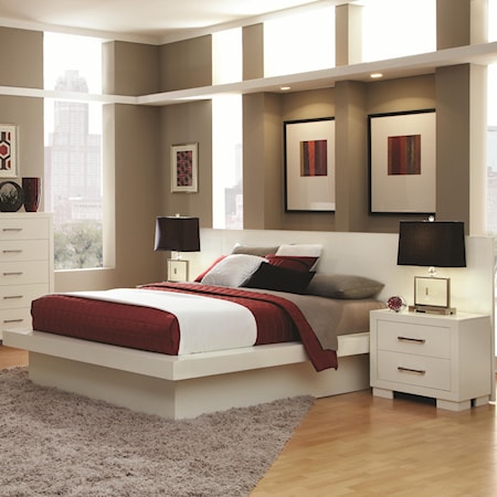 King Pier Platform Bed with Rail Seating and Lights