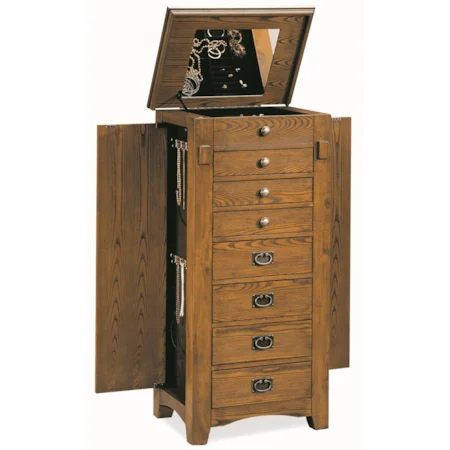 Oak Mission Jewelry Armoire