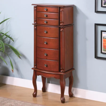 Jewelry Armoire with Antiqued Hardware