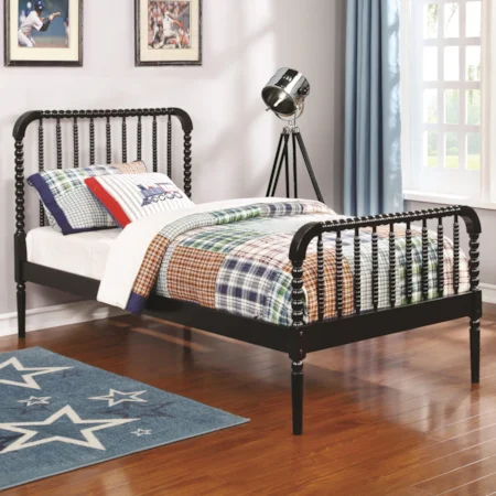 Twin Bed with Bobbin Motif