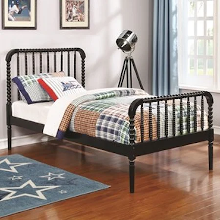 Twin Bed with Bobbin Motif