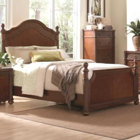 Queen Headboard & Footboard Bed with Rich Cherry Finish