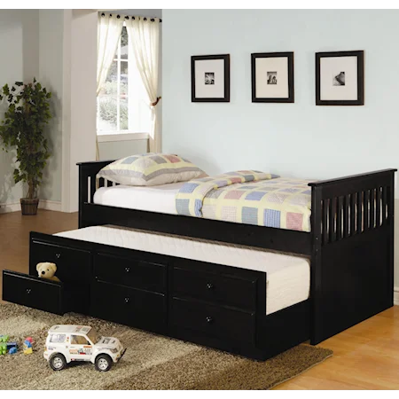 Twin Captain's Bed with Trundle and Storage Drawers