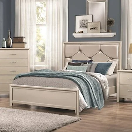 Queen Bed with Upholstered Headboard