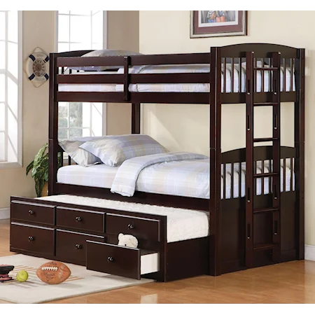 Twin over Twin Bunk Bed with Trundle