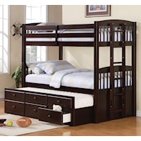 Twin Over Twin Bunk Bed with Trundle Understorage