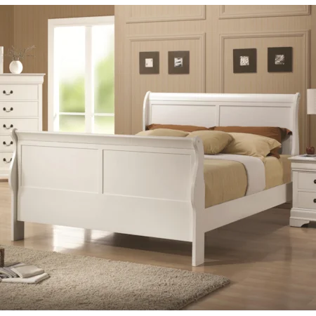 White Finish Queen Sleigh Style Bed