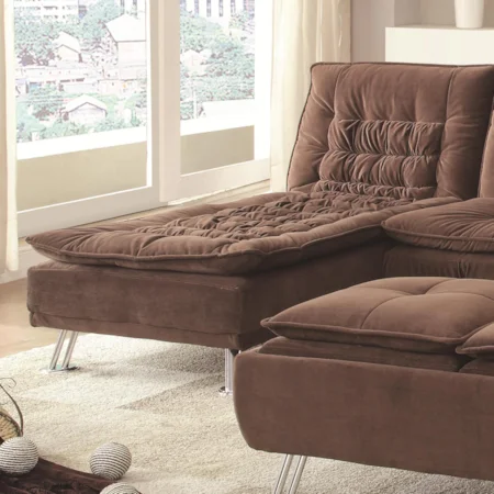 Fold-Down Futon Bed Chaise Lounge in Microvelvet Upholstery
