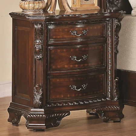 Nightstand with Carved Wood Detailing