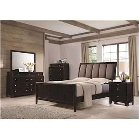 Queen Bed with Upholstered Headboard