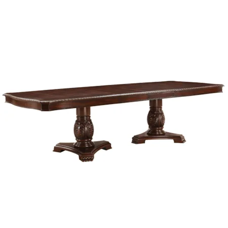 Rectangular Double Pedestal Dining Table with Parquetry Top