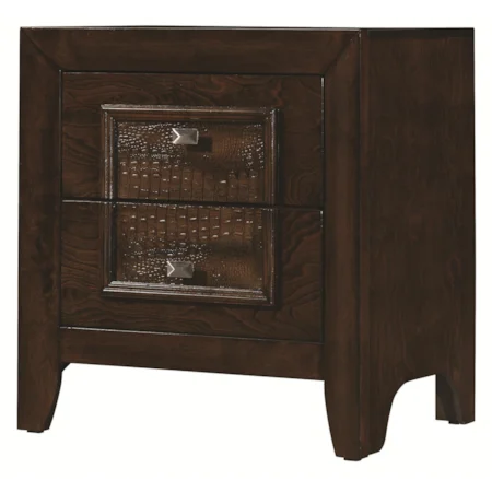 Contemporary Style Night Stand with Framed Faux Croc Design