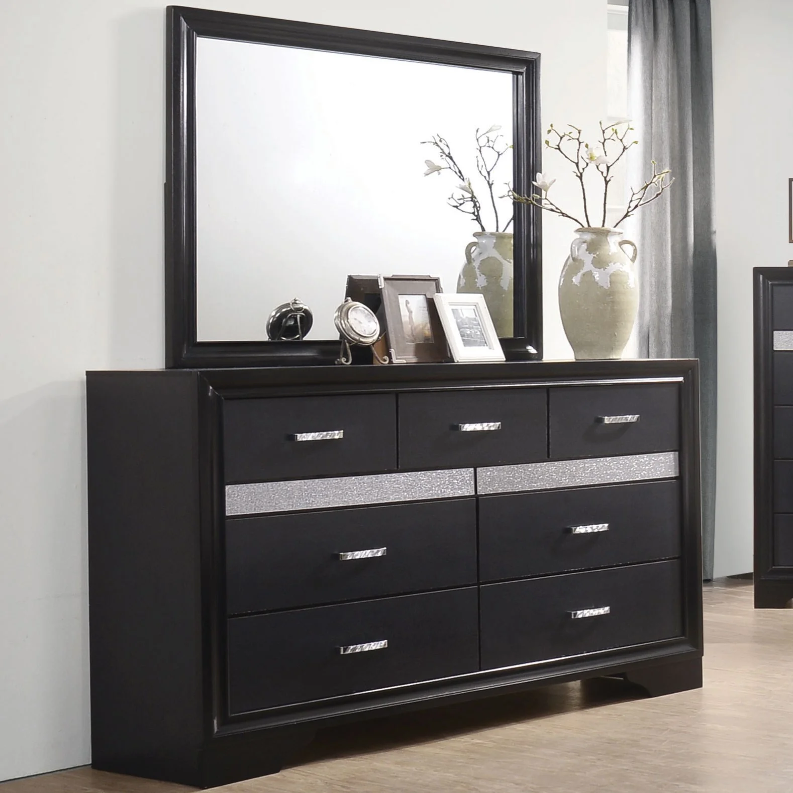 Coaster Miranda 206363x1+206364x1 7 Drawer Dresser & Mirror with Wood Frame Value City