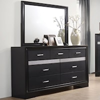 7 Drawer Dresser & Mirror with Wood Frame