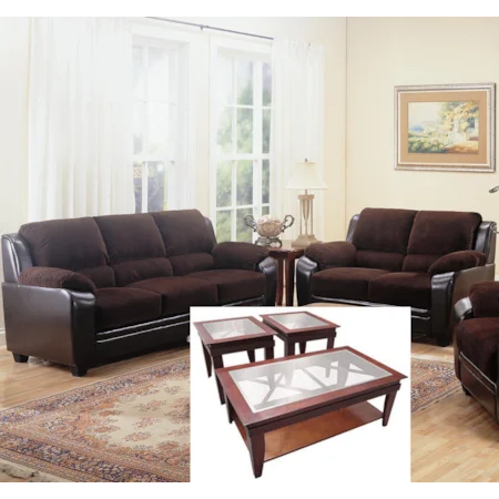 5 Piece Stationary Sofa, Loveseat and Occasional Table Group