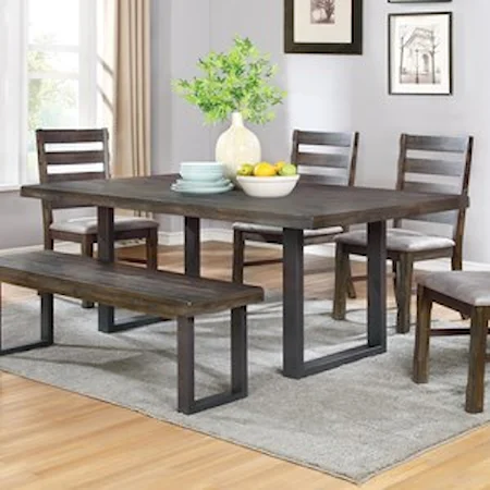 Rustic Dining Table with U-Shaped Base