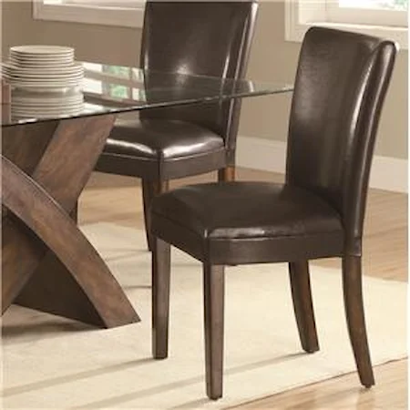 Brown Leather Like Vinyl Parsons Chair