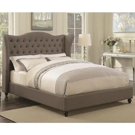 Queen Upholstered Bed with Button Tufted Headboard