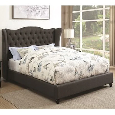 Queen Upholstered Bed with Button Tufted Headboard