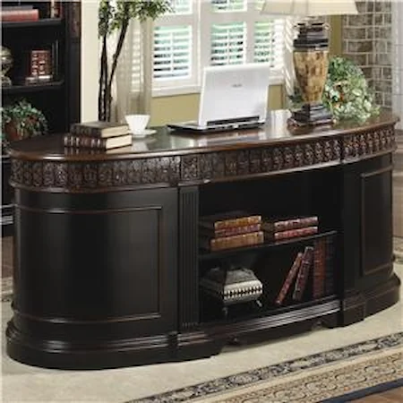 Traditional Oval Executive Double Pedestal Desk