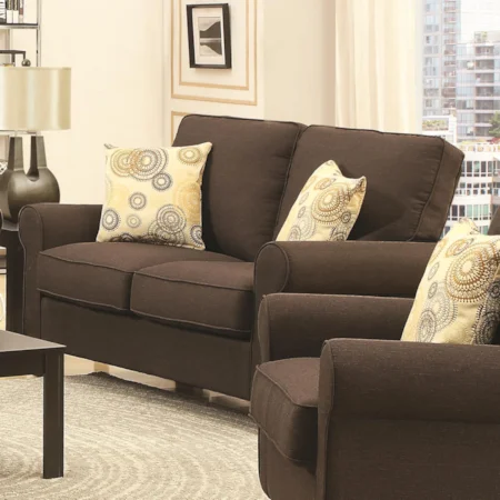 Casual Love Seat with Loose Pillow Back Loose Seat Cushions