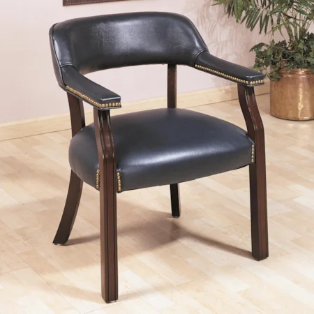 Traditional Upholstered Vinyl Side Chair with Nailhead Trim