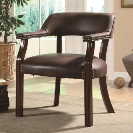 Traditional Vinyl Office Side Chair with Nailhead Trim
