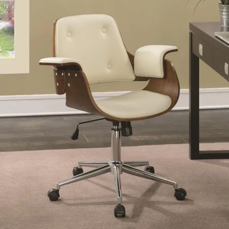 Mid-Century Modern Office Chair with Upholstered Seat