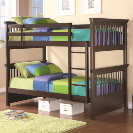 Twin Bunk Bed with Spindle Headboard and Footboard