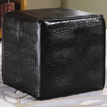 Contemporary Faux Leather Cube Ottoman