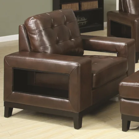 Contemporary Chair with Tufted Cushion and Cutout Arms