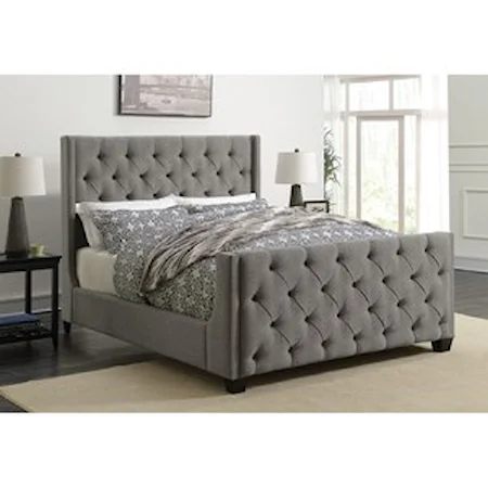 Upholstered Queen Bed with Button Tufting