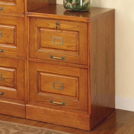 Oak File Cabinet with 2 Drawers