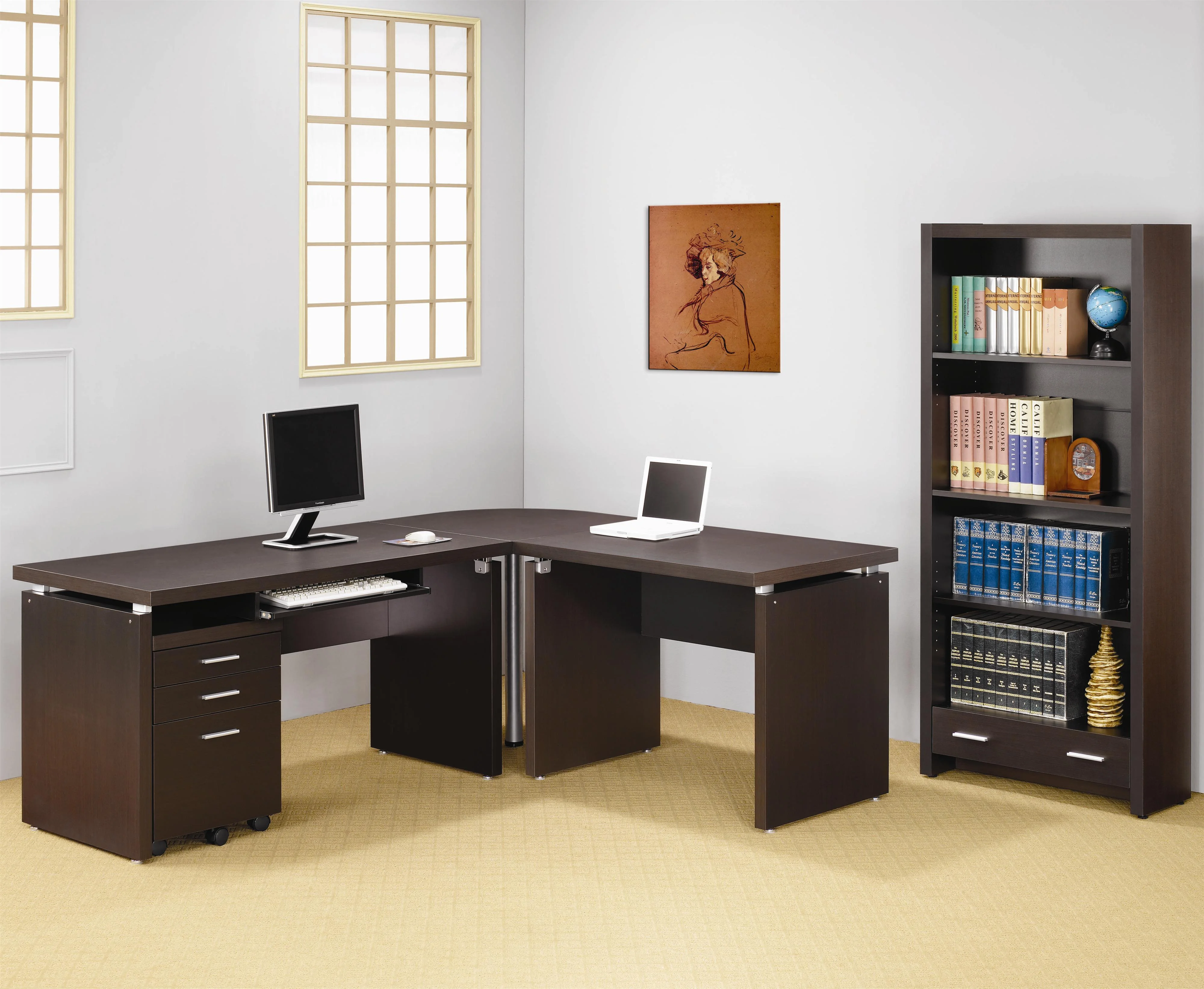 Coaster 1.0 Skylar 800891 Computer Desk with Drop Down Drawer | Del Sol ...