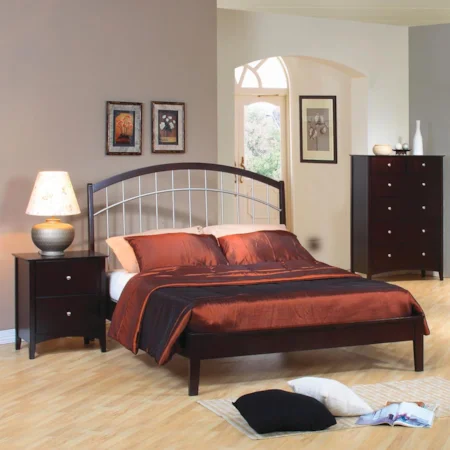 Queen Platform Bed with Metal Headboard