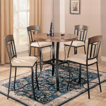 5 Piece Round Pub Table and Chair Set