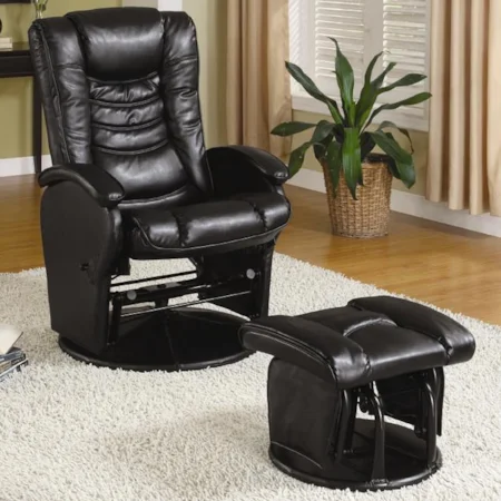 Casual Glider Recliner Chair with Matching Ottoman